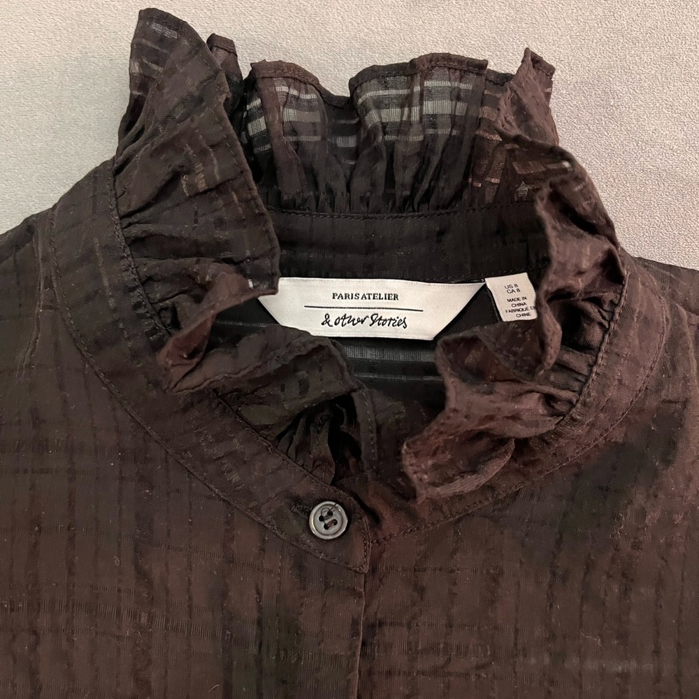 & Other Stories Black Blouse sz 8 - Picture 6 of 9
